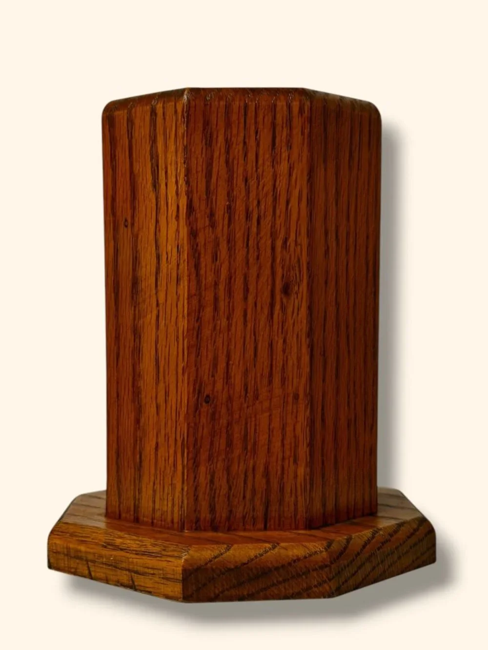 Handcrafted Octagonal Wooden Holder With Rich Grain Finish 6.5
